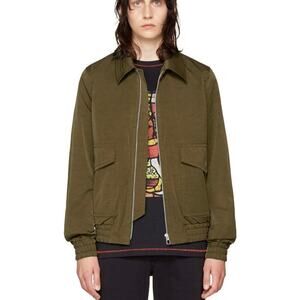Paul Smith SLUB SATIN FLIGHT JACKET IN GREEN Men’s Bomber Size Small